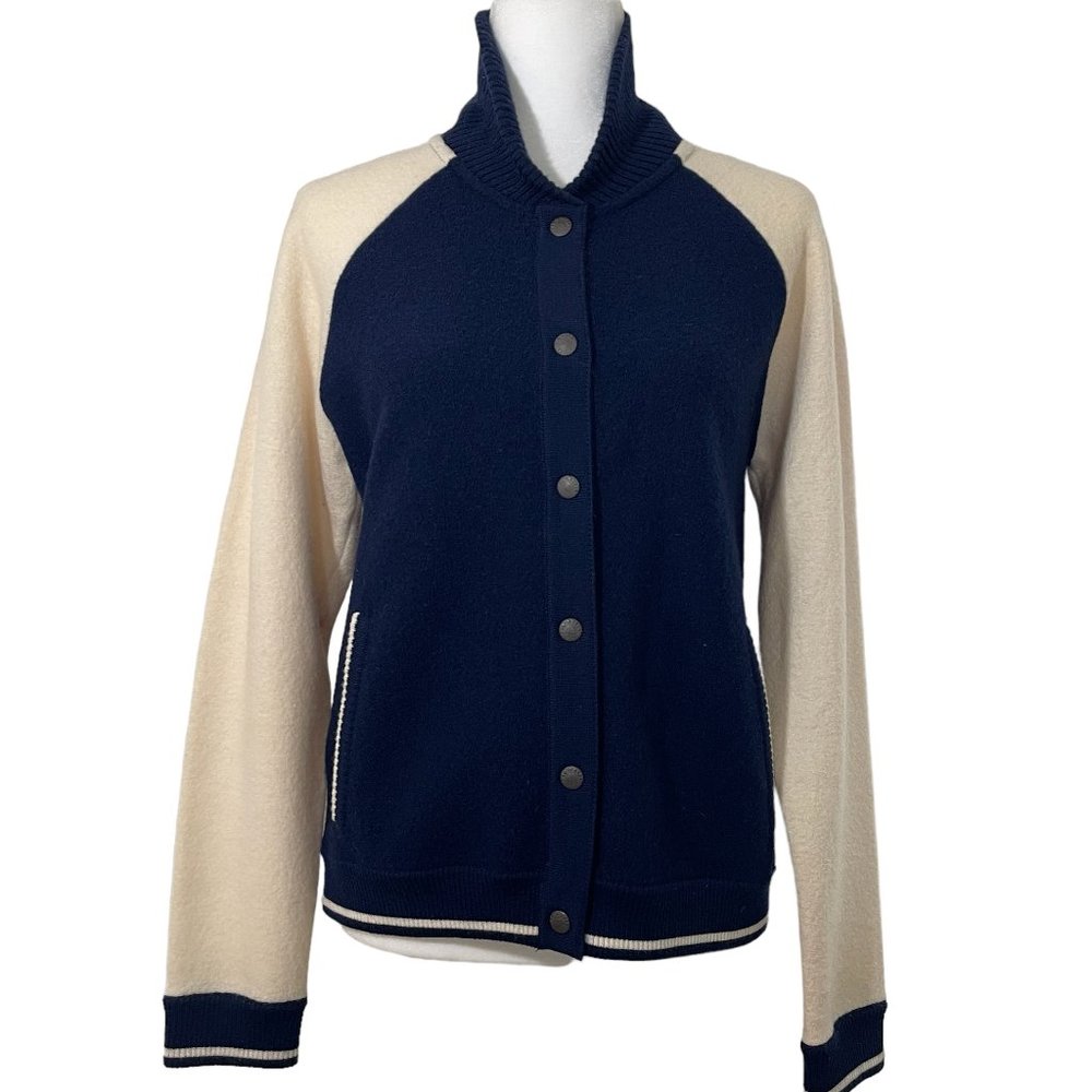 RAG & BONE Wool Varsity Style Navy + Cream Jacket